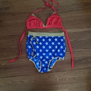 Licorice Dreams Wonder Woman Themed High Rise Bikini Set Size L